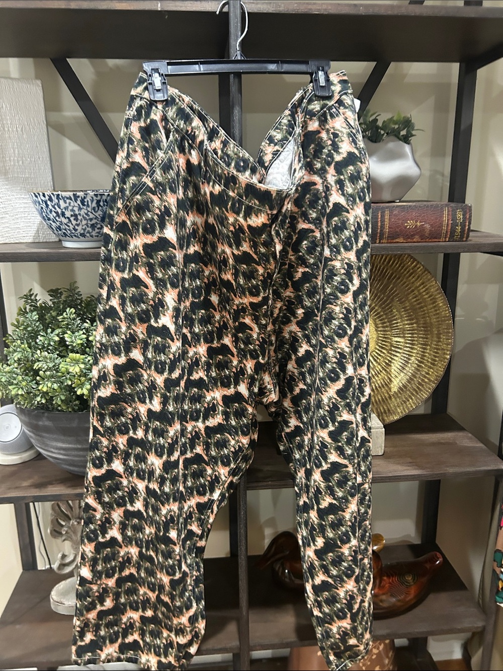 Rachel Comey Animal-Print High-Waist Pants - Black & Tan & Green 24-26W